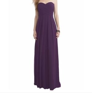 BILL Levkoff Eggplant Chiffon Strapless Maxi Dress 8
